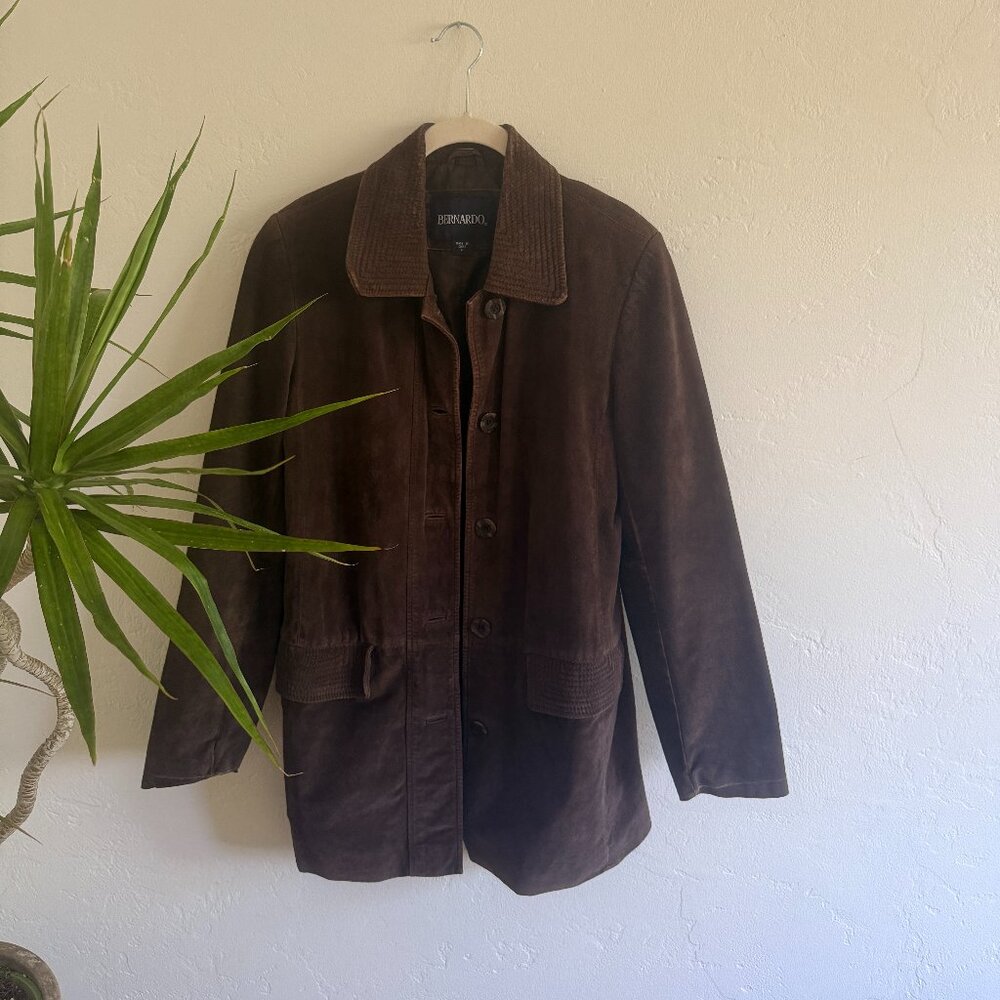 Y2K brown suede leather jacket